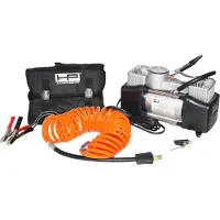 HP Autozubehör 2 Zylinder Hochleistungs-Kompressor Compressor 7 bar 2 cilinders, Analoge Manometer, Opbergbox/tas