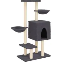 vidaXL Kattenmeubel met sisal krabpalen 117 cm donkergrijs