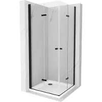Mexen Lima Duo opvouwbare douchecabine 70 x 70 , transparant, zwart + Flat douchebak - 856-070-070-70-02-4010B