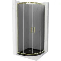 Mexen Rio kwartronde douchecabine 80 x 80 , grafiet, goud + Flat douchebak, zwart - 863-080-080-50-40-4170G