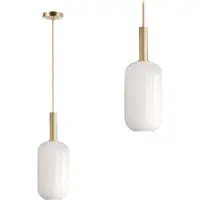 Toolight Hanglamp Melkachtig Glazen Buis Goud Wit APP667-1CP