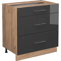 Vicco Fame-Line Keukenonderkast – 80 cm met 3 laden, zonder werkblad Antraciet Hoogglans