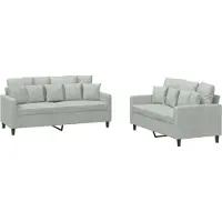 vidaXL 2-delige Loungeset met kussens fluweel lichtgrijs