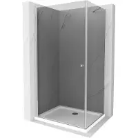 Mexen Pretoria douchecabine scharnierend 100 x 90 , grafiet, chroom + Flat douchebak - 852-100-090-01-40-4010