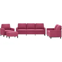 vidaXL 4-delige Loungeset met kussens fluweel wijnrood