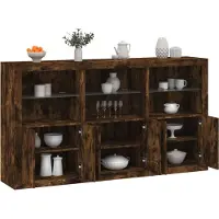 vidaXL Dressoir met LED-verlichting 181,5x37x100 cm gerookt eikenkleur