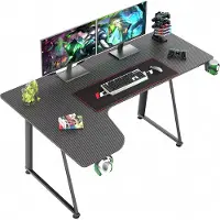 Vdd - Bureau - hoekbureau gaming - L-vormig hoekbureau - game bureau - gaming desk - computertafel - Carbon - 160 x 60 x 75cm