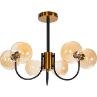 Toolight Hanglamp - Modern Design - Zwart Goud - 6 Lichtpunten - Industrieel Stijl