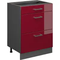 Vicco R-Line Keukenonderkast – 60 cm met laden, zonder werkblad Rode hoogglans