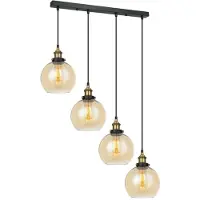 ITALUX Cardena Hanglamp met 4 Amberglazen Bollen - Zwart/Goud