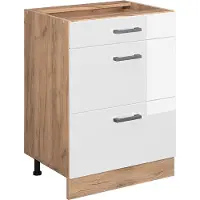 Vicco R-Line Keukenonderkast – 60 cm met laden, zonder werkblad Wit Hoogglans
