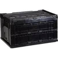Relaxdays vouwkrat - 60 l - stapelbaar - met deksel - kunststof - 32,5 x 58,5 x 39,5 cm - zwart