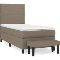 vidaXL Boxspring met matras stof taupe 100x200 cm