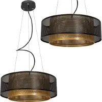 Toolight Moderne hanglamp - aluminium - zwart/goud - 40x15 cm - verstelbare hoogte