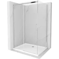 Mexen Omega douchecabine schuifdeur 110 x 80 , transparant, chroom + douchebak Flat - 825-110-080-01-00-4010