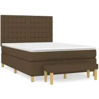 vidaXL Boxspring met matras stof donkerbruin 140x200 cm