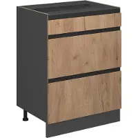 Vicco R-Line Keukenonderkast – 60 cm J-vorm, met laden, zonder werkblad Krachtige eik goud