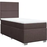 vidaXL Boxspring met matras stof donkerbruin 100x200 cm