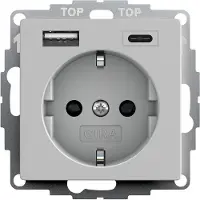 Gira Dubbele Usb Type A/C Schuko Stopcontact Met Veiligheid Plus - 2459015