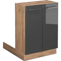 Vicco Keukeneiland Fame-Line Antraciet Hoogglans 60 cm zonder werkblad, Model 38625