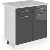 Vicco R-Line Keukenonderkast – 80 cm, WB Marmer Antraciet Hoogglans