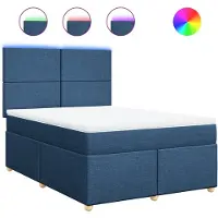 vidaXL Boxspringbed met matras, blauw, 160x200 cm, gestoffeerd