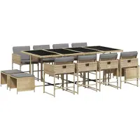 vidaXL 13-delige Tuinset met kussens poly rattan gemengd beige