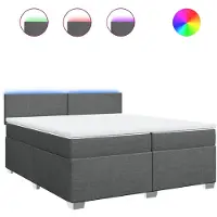 vidaXL Boxspringbed met matras, donkergrijs, 200x200 cm, gestoffeerd