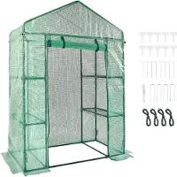 Vevor foliekas 141x74.5x205cm tomatenkas 15kg laadvermogen kas tuinhuis koude bak PE materiaal stalen buis tomatenkas groentekas met 4 planken plantenkas