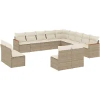 vidaXL 13-delige Loungeset met kussens poly rattan beige