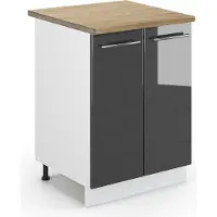 Vicco Fame-Line Keukenonderkast – 60 cm, WB Eik Antraciet Hoogglans