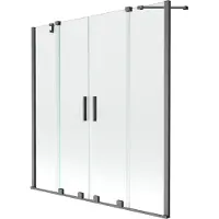Mexen Velar Duo badwand met 2 verschuifbare vleugels 160 x 150 , transparant, geborsteld pistoolgrijs - 896-160-000-02-66