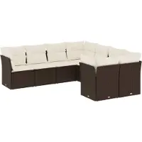 vidaXL 8-delige Loungeset met kussens poly rattan bruin