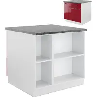 Vicco Fame-Line Keukeneiland – 90 cm met lade, zonder werkblad Bordeaux hoogglans/wit