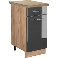 Vicco Keukenonderkast Fame-Line Antraciet Hoogglans 40 cm , WB Eik, Model 45438