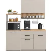 Vicco Eenpersoonskeuken Egbert Grijs 160 cm met uitschuifbare tafel, Model 49527