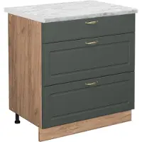 Vicco Keukenonderkast Fame-Line Groen-Goud Landhuis 80 cm met 3 laden, WB Marmer, Model 45718