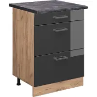 Vicco R-Line Keukenonderkast – 60 cm met laden, WB Antraciet Antraciet Hoogglans
