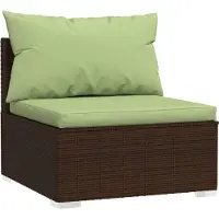vidaXL Tuinmiddenbank met kussens poly rattan bruin