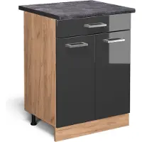 Vicco R-Line Keukenonderkast – 60 cm met lade, WB Antraciet Antraciet Hoogglans