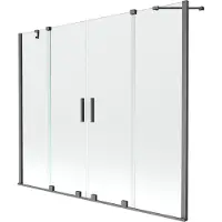 Mexen Velar Duo badwand 2-delige schuifbare 180 x 150 , transparant, geborsteld geweergrijs - 896-180-000-02-66
