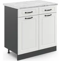 Vicco Keukenonderkast R-Line Wit Landhuis 80 cm , WB Marmer, Model 45434