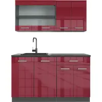 Vicco R-Line Eenpersoonskeuken – 140 cm zonder werkblad Rood hoogglans/antraciet