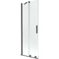 Mexen Velar badwand 2-delig schuifbaar 75 x 150 , transparant, geborsteld geweergrijs - 896-075-000-01-66