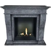 Xaralyn Ethanolhaard - Kreta BCL-SBU - zwart natuursteen - 3 kW verwarmingscapaciteit - inclusief inbouwhaard en schoorsteenmantel - decoratieve haard