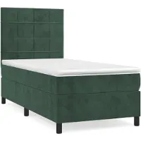 vidaXL Boxspring met matras fluweel donkergroen 100x200 cm