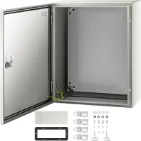 Vevor schakelkast NEMA industriële behuizing 50x40x20cm NEMA 4X stalen verdeelkast IP66 waterdichte en stofdichte elektrische aansluitdoos voor buiten/binnen met montageplaat