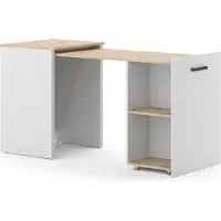 Vicco Adam Bureau – 60 x 50.4 cm Uitschuifbaar Grijs/Artisan eik