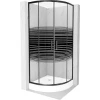 Mexen Rio halfronde douchecabine 70 x 70 , zwarte strepen, zwart + douchebak, wit - 863-070-070-70-20-4710