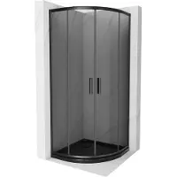 Mexen Rio douchecabine halfrond 80 x 80 , grafiet, zwart + Flat douchebak, zwart 863-080-080-70-40-4170B